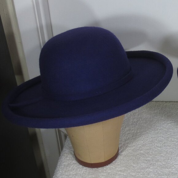 NEW Something Special Hats Lot of 2 Purple Wool Wide Brim Bowler & Bolero Size 7 main image 12